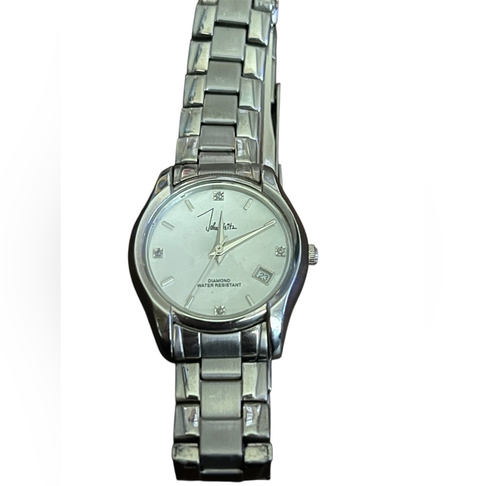 🕰️ John Weitz  Diamond Watch – white Pearl Face - Elegant & Functional 🕰️